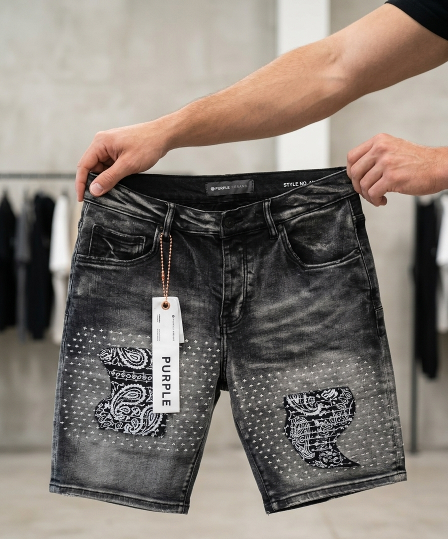 Shorts Urbanos Premium Purple Brand - Estilo Sunset Ripped