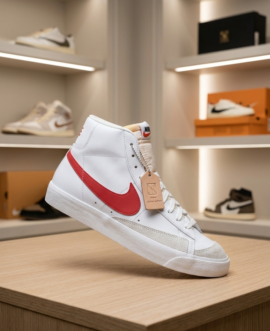 Tenis Urbanas Tipo Bota Blancas con Rojo